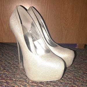 Silver platform Stiletto Heels
